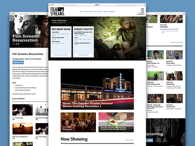 FilmStreams.org cinema film flat nonprofit red ui ux web design