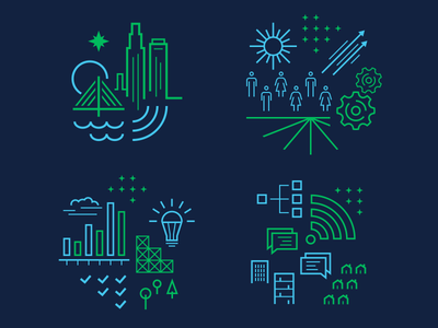 City of the Future brand citizen city economy green icons identity jobs mayor politics technology