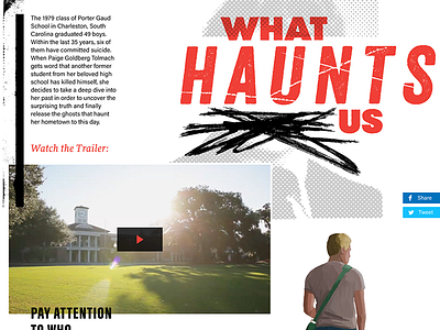 What Haunts Us bitmap brand documentary film flat grit single page students ui web design