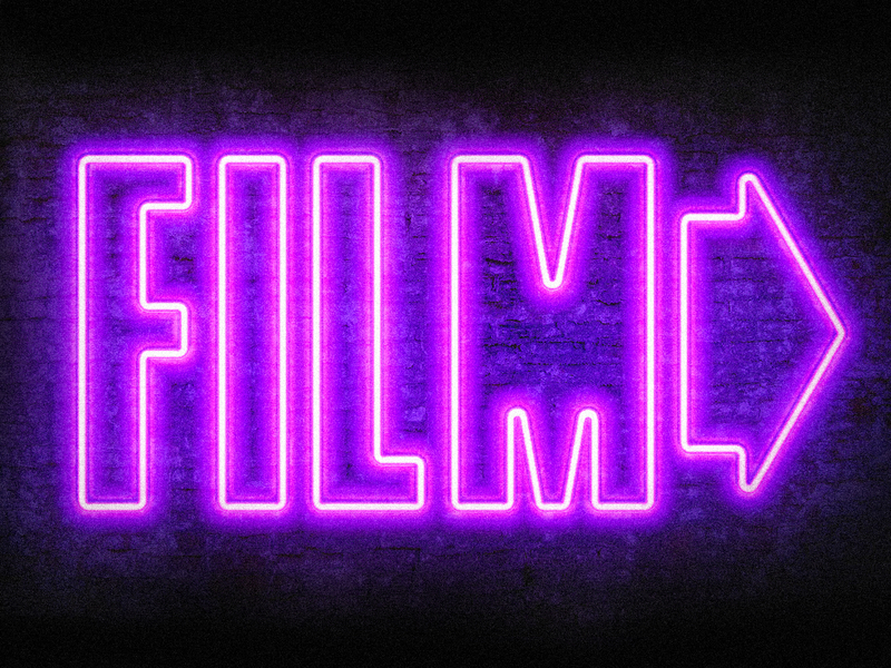 FILM> arrow arthouse film neon nonprofit signage theater type