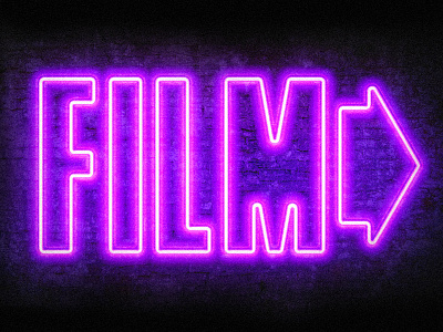 FILM> arrow arthouse film neon nonprofit signage theater type