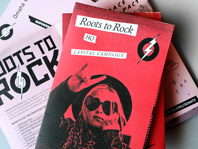 Roots to Rock community direct mail graphic design lightning bolt nonprofit omaha poster punk rock tape texture