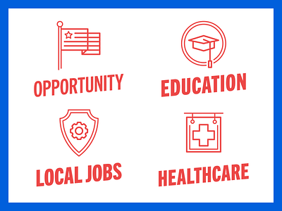 Issue Icons america brand campaign candidate education healthcare icons jobs linework politics