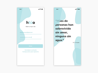 HtúO Log In Screen app dailyui dailyui001 design drinking water health health app interaction design interactive interactive design spanish spanish app ui uidailychallenge ux water