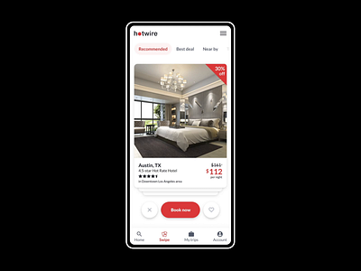Travel inspiration deal swipe UI animation app app concept apps bed deal design expedia flight hotel hotwire mobile price principle swipe travel ui
