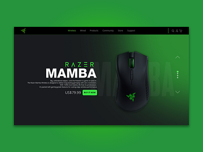 Razer Landing Page Concept design gaming gaming accesories gaming website identity landing page mouse mousepad razer ui design uiux uiuxdesign user interface ux web website website design