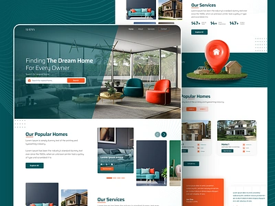 Landing Page Real Estate - SHPIA 3d apartment design green home house interior landing page logo orange real estate render typography ui user interface ux web web design website design yard