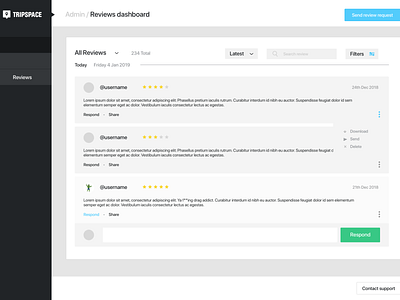 Tripspace.co - Customer Review Section app ui ux web