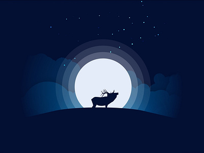 Elk and The Moon design illustration