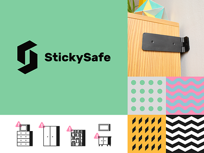 StickySafe branding identity illustration logo modern patterns product safety simple