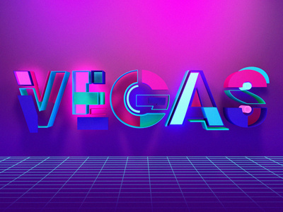 Vegas 3d blue cinema 4d pink retro vegas