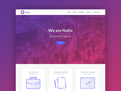 Natio landing natio page pink purple website