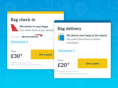 Product Segmentation bag cards check in
