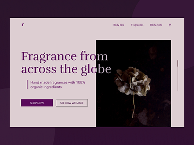 Fragrance website - homepage dailychallenge design designs ecommerce elegant fragrance homepage shop ui uidesign ux uxdesign website website design