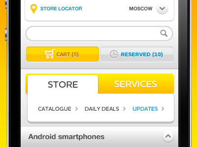Euroset mobile menu mobile search web website