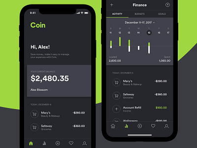 Coin App application budgets expenses finance ios iphone tracking transactions wallet