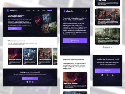 Dicestory - UI/UX Design adobe xd figma jdr landing page lean ux product design rpg ui design ux design