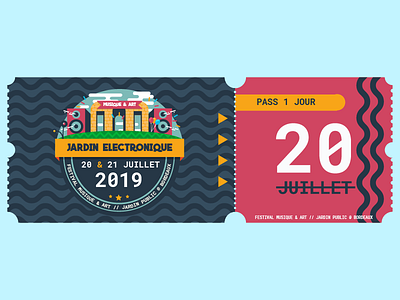 Jardin Electronique ticket adobe branding design festival flat flat design icon identity illustration illustrator logo vector