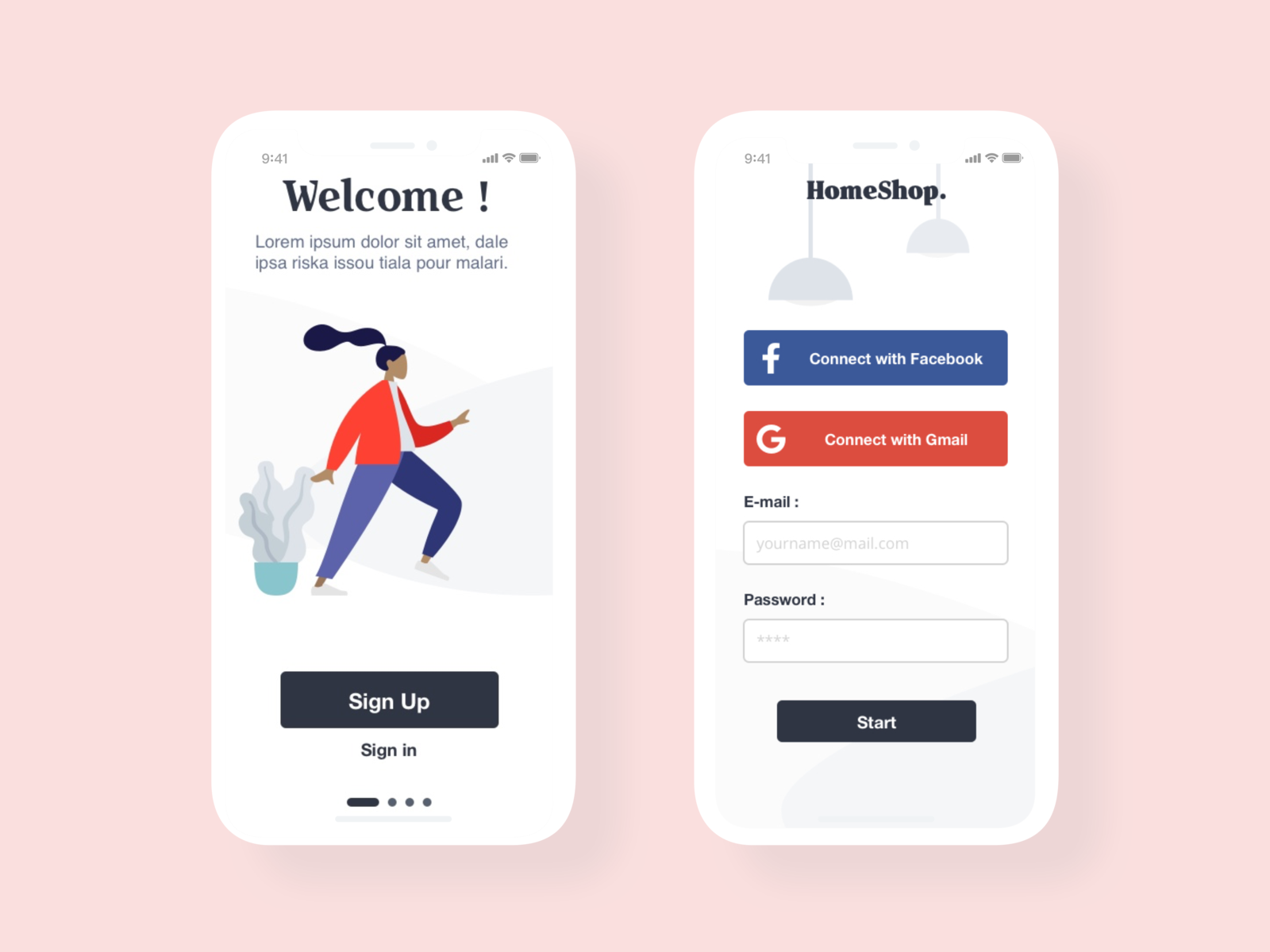 [UI Design] HomeShop - Onboarding login by bricedarnis on Dribbble