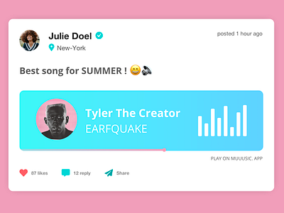 [UI Design] Social Music Post app app design design flat identity music sketch social app ui ui design uidesign uiux userinterface ux web