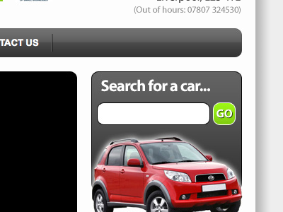 Website for a car trader car trader search box