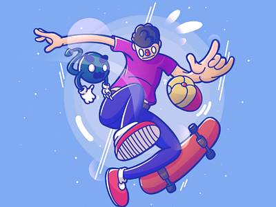 Skating character illustration vector