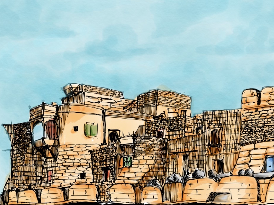 Jaisalmer fort and the city Stock Vector by babayuka 97937058