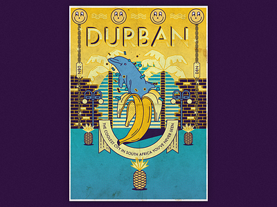 Interpret Durban dolfin durban illustration interpret durban pineapples poster smile