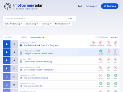 Impfterminradar Redesign