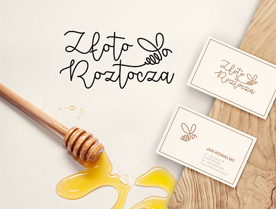 Honey_Złoto Roztocza bee branding buisness card honey illustration logo packaging typography vector