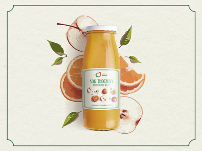 Sok tłoczony naturalnie jabłko- pomarańcza advertising branding food illustration juice label packaging