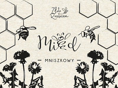 Miód Złoto Roztocza bee branding design food honey illustration label logo typography vector