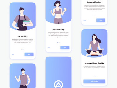 Trainer App Onboarding Screen UI Design app design fitness gym mobiledesign onboarding sign in sign up trainer ui ux