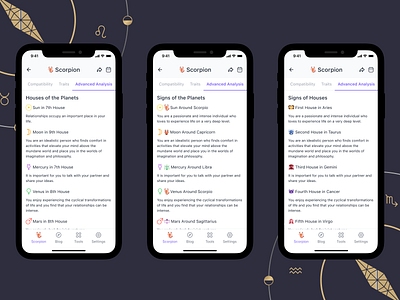 Astrology - Horoscope App app branding design figma galaxy horoscope inspiration interface minimal mobile mobile design modern navigation planets space transits ui ux zodiac