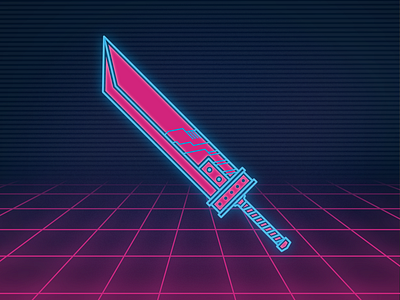 Final Fantasy Sword Vaporwave design illustration