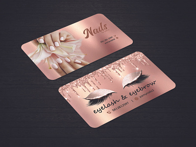 Nale and eyelash business card design creative dripping glitter nails styls