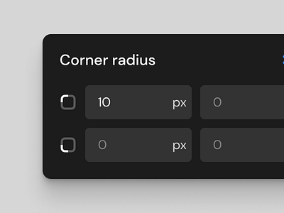 Corner radius control builder concept control creative dark design digital figma graphic design interface nocode tool ui ui design uiux ux ux design uxui visual
