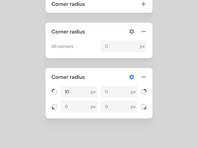 Light version of the corner radius control