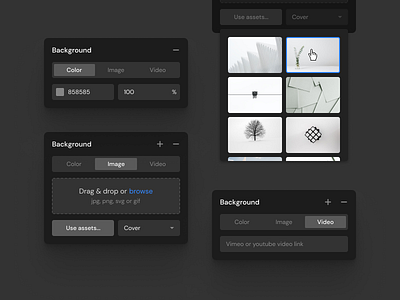 Background control for the no-code visual builder background control dark design figma graphic design interface tool ui ui design uiux ux ux design uxui