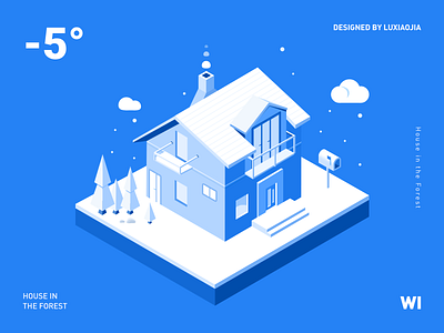 House in the forest clean illustration house isometric winter
