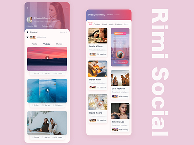 Rimi social app app app design branding bright design gradient icon social app typography ui young