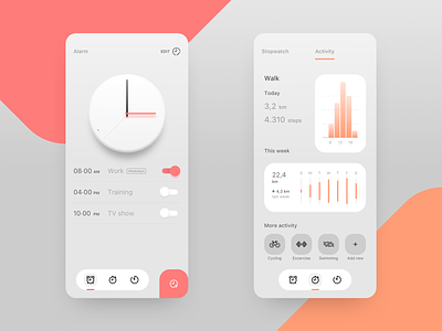 Alarm & activity concept activity alarm app statistics stopwatch