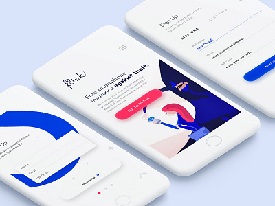 Flink - Sign up form and illustration - First Version app illustration insurance mobile theft ui ux