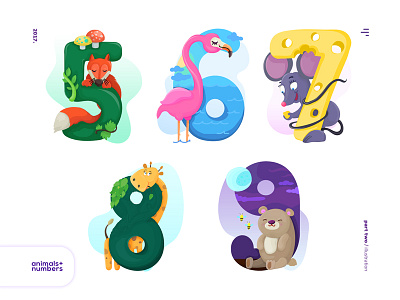 All the numbers (and animals) / part two / adobe animals illustration illustrator numbers