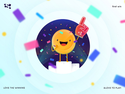 First Win app character coin illustration illustrator mobile vector