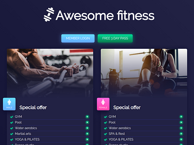 Awesome Fitness · World Gym | Fitness and Health branding concept creative design digitaldesign fitness interface logo typography ui uidesign ux webdesign website