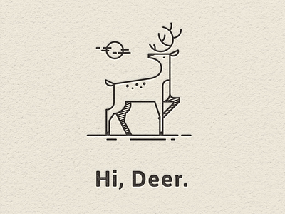 Deer illo for a card. card deer greeting card illustration linear sun