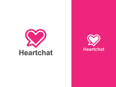 Heart Chat Messenger Pink Dating App Logo Design
