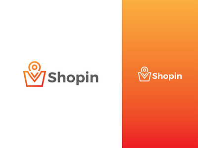Shopin Orange Shopping Pin BagLogo Design
