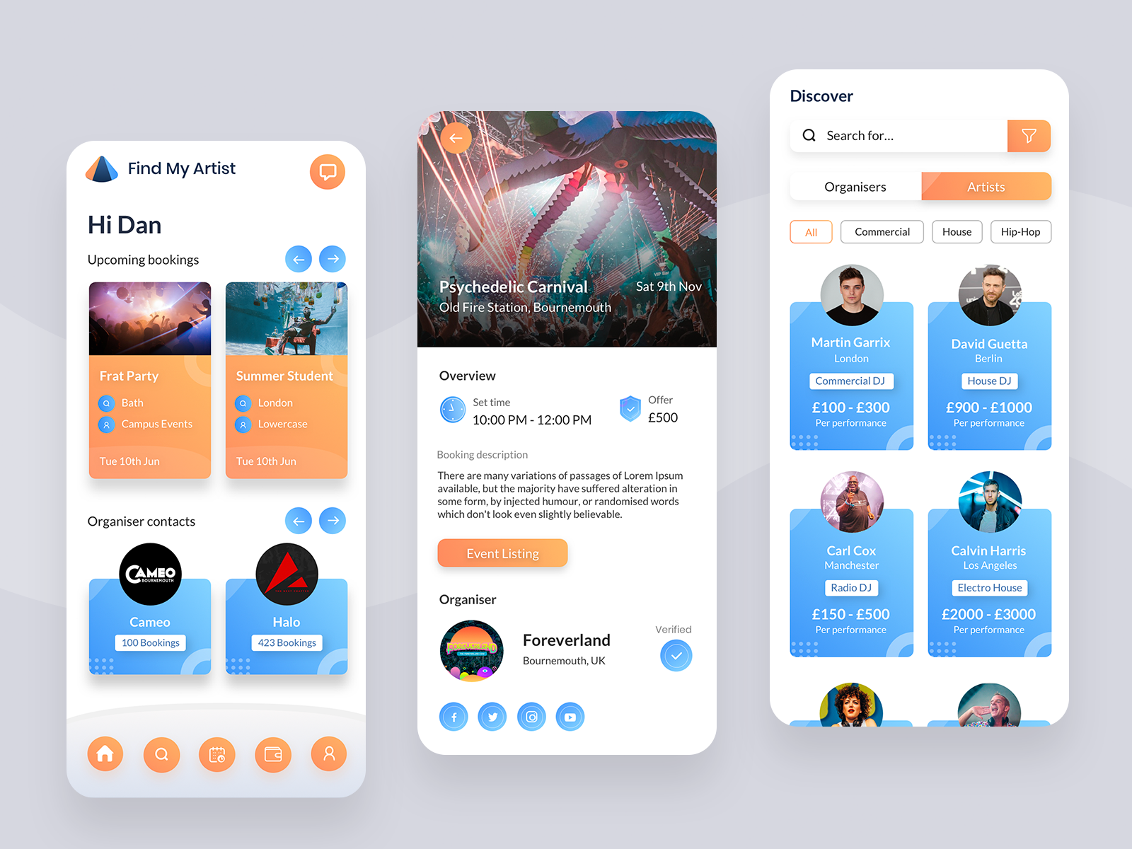 Artist Bookings App by Leo Rogers on Dribbble